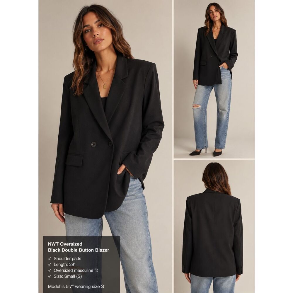 NWT Mono B Oversized Double-Breasted Blazer – Size Small career masculine